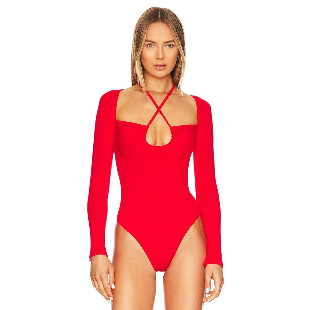 Superdown Storme Bodysuit Halter Long Sleeve Party Clubwear NYE Date Night XXS